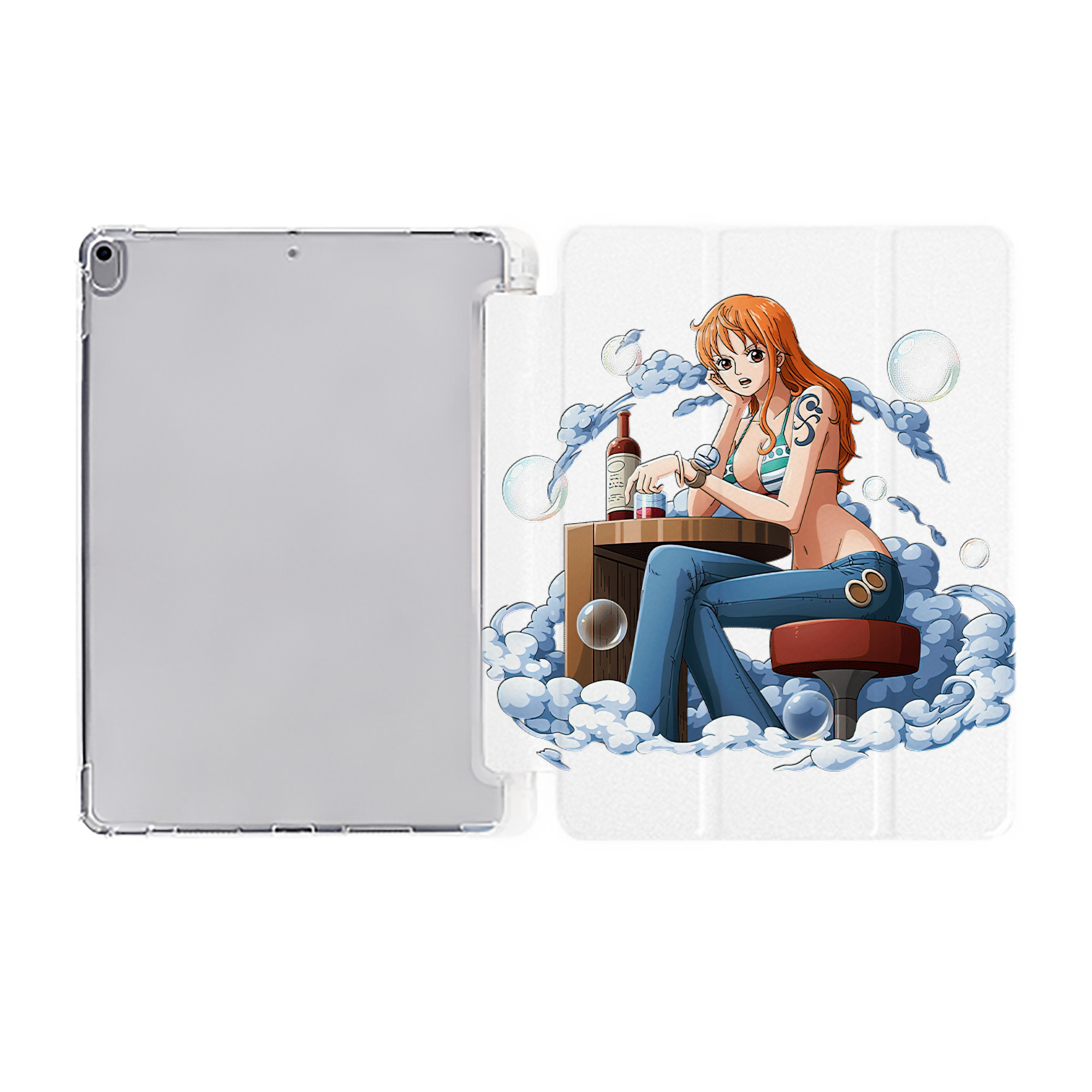 （画像用） ワンピース ナミ ONE PIECE Nami IPad ケース ペン収納付き 三つ折りスタンド PUレザー×シリコン 対応機種9.5/10.5/10.9インチ